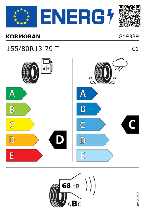 Tyre Label for Kormoran Road 155/80R13 79T